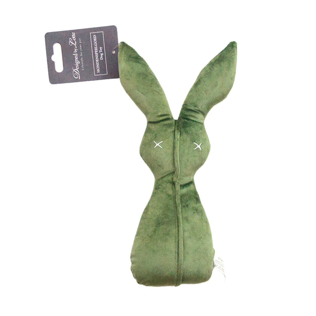 Designed by Lotte Velvet Dog Toy Rabbit Alina Green